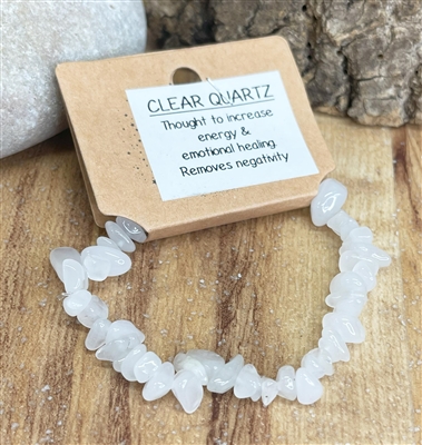 clear quartz crystal chip bracelet natural stone opaque