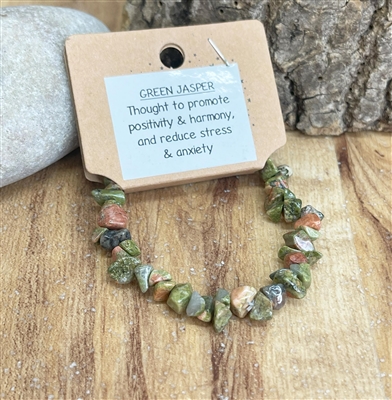 GREEN JASPER  CRYSTAL CHIP BRACELET