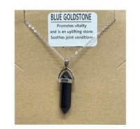 blue goldstone Bullet necklace on silver Chain wholesale from Fat Giraffe
