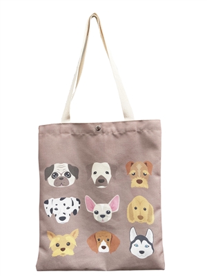 Animal dog print foldable tote shopping bag