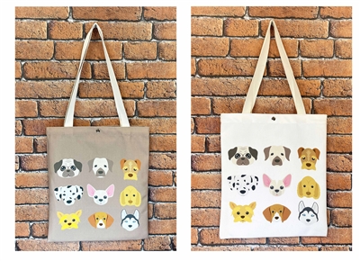 Animal dog print foldable tote shopping bag