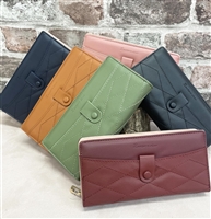 Wholesale 6 Colours PU Vegan Leather Purse with quilted front pocket