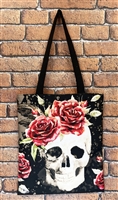 black skull gothic spiritual tote bag