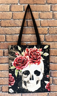 black skull gothic spiritual tote bag