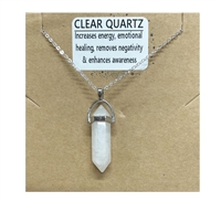 Clear Quartz Bullet necklace on silver Chain wholesale from Fat Giraffe