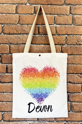 Rainbow heart Devon Holiday tote shopping bag