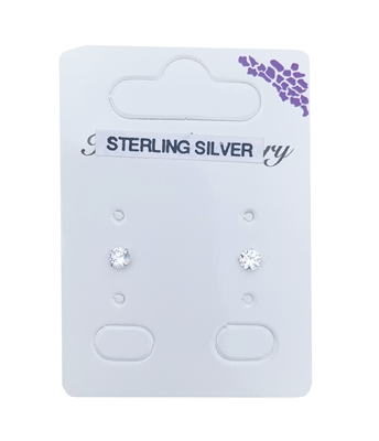 4mm sterling silver diamante stud earrings