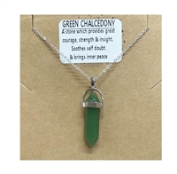 Green Chalcedony Bullet necklace on silver Chain wholesale from Fat Giraffe