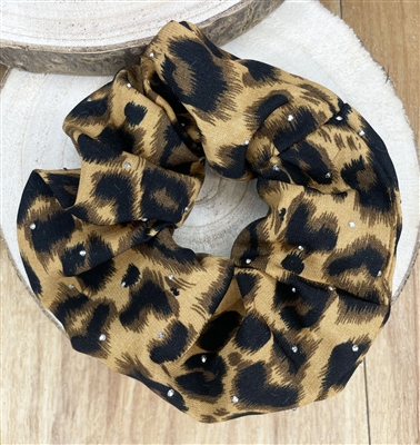 leopard print and diamante scrunchie