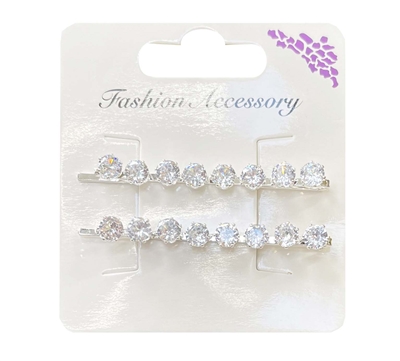 white stone diamante 2 piece hair grips