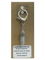 Natural stone labradorite keyring on natural brown card, wholesale Fat Giraffe, wholesale jewellery
