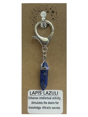Natural stone lapis lazuli keyring on natural brown card, wholesale Fat Giraffe, wholesale jewellery