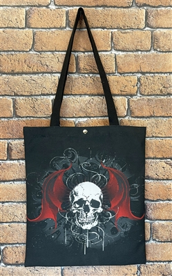 black skull gothic spiritual tote bag