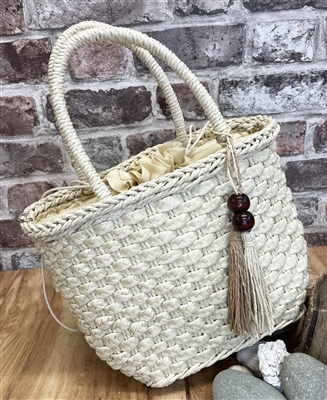 cream imitiation straw bag