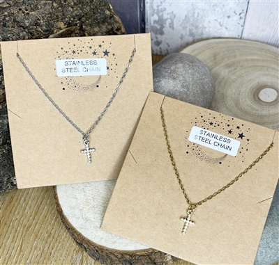 stainless steel knot pendant on a stainless steel chain