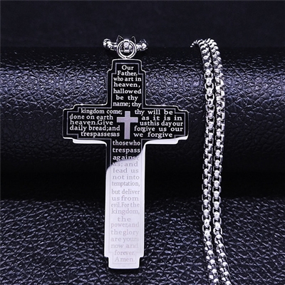 stainless steel cross pendant on a stainless steel chain