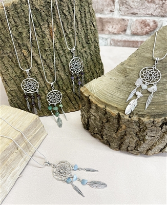 Natural Crystal Stone dream catcher Necklace