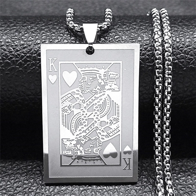 stainless steel king of hearts pendant on a stainless steel chain