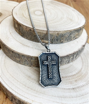 stainless steel celtic cross pendant on a stainless steel chain