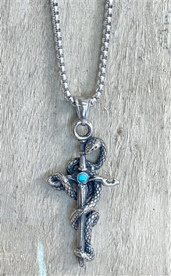 stainless steel celtic cross pendant on a stainless steel chain