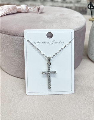 diamante cross necklace pendant