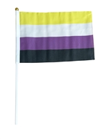 Wholesale non binary Hand Flag with plastic post and material flag