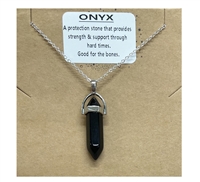 onyx Bullet necklace on silver Chain wholesale from Fat Giraffe