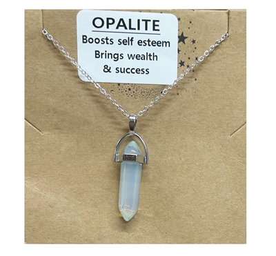 opalite Bullet necklace on silver Chain wholesale from Fat Giraffe