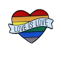Wholesale Gay Pride Rainbow Love is love Pin Badge silver