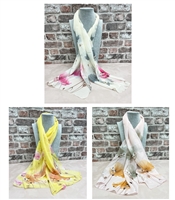 multi coloured lightweight chiffon scarf yellow cream pink  COLOUR