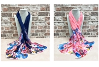 multi coloured lightweight chiffon scarf flowered