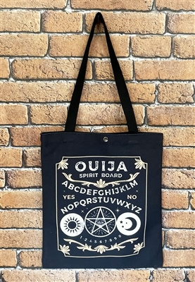 Black background Spirit Ouija Board tote shopping bag
