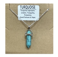 turquoise Bullet necklace on silver Chain wholesale from Fat Giraffe