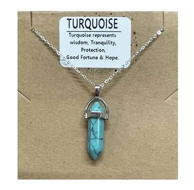turquoise Bullet necklace on silver Chain wholesale from Fat Giraffe