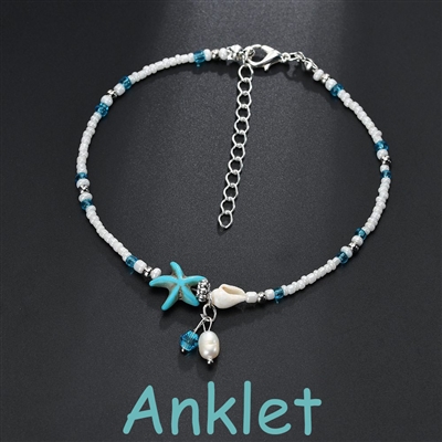 Natural Shell Anklet with starfish detail