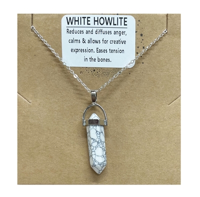 white howlite Bullet necklace on silver Chain wholesale from Fat Giraffe