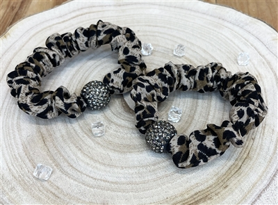 2 piece leopard print elastic hair bobbles