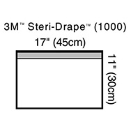 3M STERI-DRAPE Towel Drape, Small, 17" x 11", Adhesive Strip & Clear Plastic, 10/box, 4 box/case. MFID: 1000