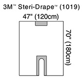 3M STERI-DRAPE U-Drape, 47" x 70", U-Slot Aperture with Adhesive, Clear Plastic. MFID: 1019