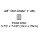 3M STERI-DRAPE Incise Drape, Overall 5 7/8" x 7 7/8", Incise 3 7/8" x 7 7/8", 10/box, 4 box/case. MFID: 1035 (USA ONLY)