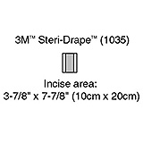3M STERI-DRAPE Incise Drape, Overall 5 7/8" x 7 7/8", Incise 3 7/8" x 7 7/8", 10/box, 4 box/case. MFID: 1035 (USA ONLY)