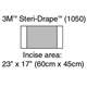 3M STERI-DRAPE Incise Drape, Overall 32" x 17", Incise 23" x 17", 10/box, 4 box/case. MFID: 1050