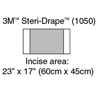 3M STERI-DRAPE Incise Drape, Overall 32" x 17", Incise 23" x 17", 10/box, 4 box/case. MFID: 1050