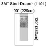 3M STERI-DRAPE Angiography Drape, 90" x 130", Absorbent Critical Zone, Oval Aperture. MFID: 1191