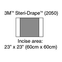 3M STERI-DRAPE 2 Incise Drape, Overall 35" x 23", Incise 23" x 23", 10/box, 4 box/case. MFID: 2050