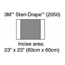 3M STERI-DRAPE 2 Incise Drape, Overall 35" x 23", Incise 23" x 23", 10/box, 4 box/case. MFID: 2050