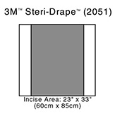 3M STERI-DRAPE 2 Incise Drape, Overall 35" x 33", Incise 23" x 33", 10/box, 4 box/case. MFID: 2051