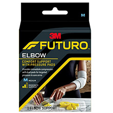 3M FUTURO Comfort Elbow Support with Pressure Pads, Medium, 2/pk, 6 pk/cs. MFID: 47862ENR