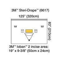 3M STERI-DRAPE Patient Isolation Drape, 126" x 83", Loban 2 Incise Film & Pouch, 1 Exit Port. MFID: 6617