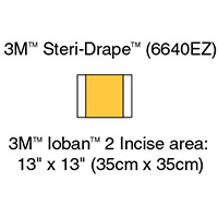 3M IOBAN 2 Incise Drape, Overall 23" x 23", Incise 13" x 13", 10/box, 4 box/case. MFID: 6640EZ